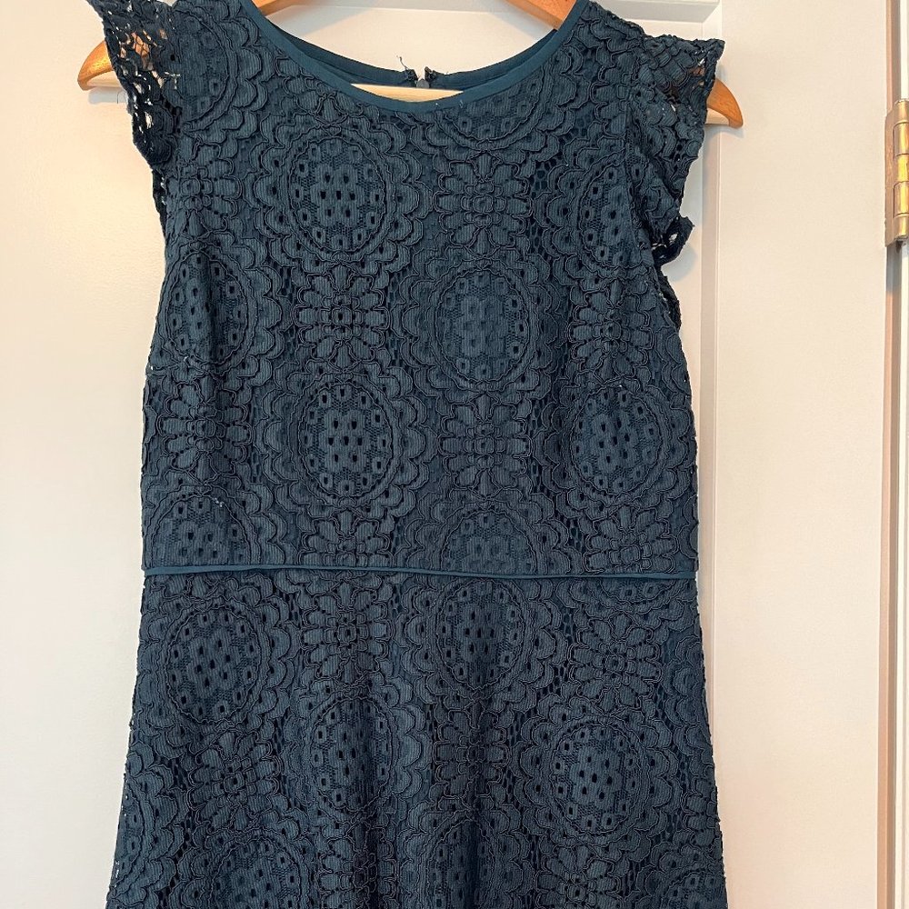Loft Teal Lace Flutter Dress